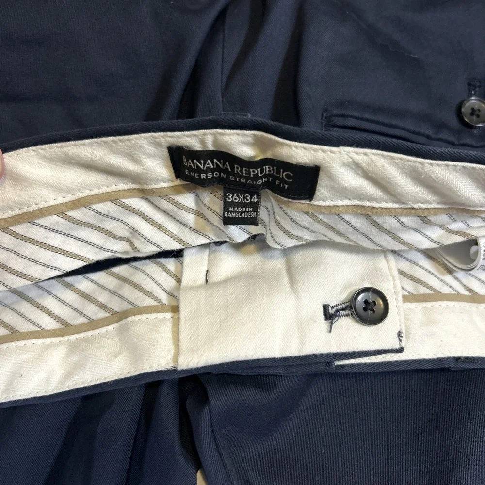 Banana Republic Emerson Stretch Chino Navy Blue Straight Fit Pants Men‎ 36x34